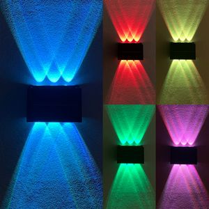 Appliques murales solaires RGB, imperméables, pour l'extérieur, 6led, éclairage lumineux haut et bas, décoration de jardin et de maison, projecteur mural