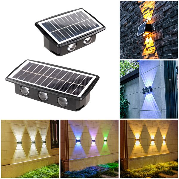 Luces solares de pared arriba y abajo 4led 6led 8led RGB luces de jardín impermeables para exteriores bañador de pared Villa terraza Exterior