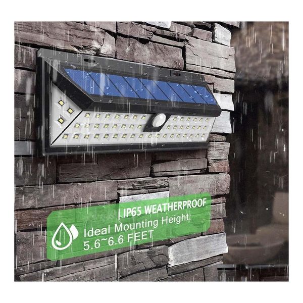 Luces de pared solares a prueba de agua 34/54/66/90 LED Luz de energía blanca Jardín al aire libre Ip65 2835 Smd Pir Sensor de movimiento Lámpara de emergencia Drop de Dhilc