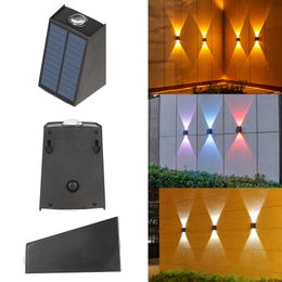 Arandela de pared solar luces arriba y abajo iluminación 2led impermeable al aire libre para balcón patio jardín paisaje decoración