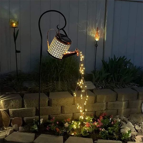 Arrosoir solaire peut lumière suspendue bouilloire lanterne étanche jardin décor métal rétro lampe pour table extérieure patio pelouse cour 220429