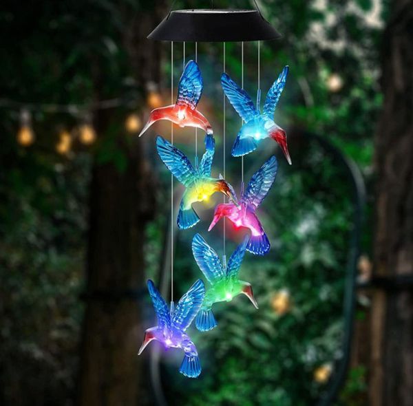 Verre-vent solaire Light LED Rouge oiseau suspendu Light Butterfly Outdoor Landscape Decoration Festival Festival atmosphère