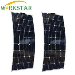 Solaire WORKSTAR 2*100W panneaux solaires flexibles 100w chargeur solaire RV/bateau 200w système d'énergie solaire 12V chargeur solaire cellule solaire