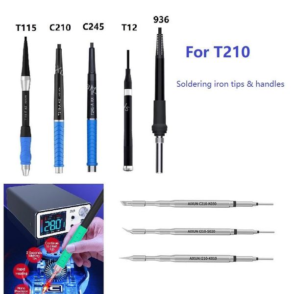 SOLDERIJZERS AIXUN MX Soldering Iron Many C210 C115 Consejos 936 T12 C245 Estación de soldadura Elemento de calentamiento T3B T3A K Cabeza JCID JBC DIY Kit