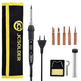 Soldeer ijzer elektrisch soldeer ijzers JCD 908S 80W Las Solder Tool Temperatuur Verstelbare Kit Pure koperen tips Keramische verwarming Set