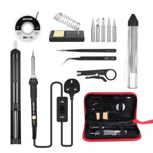 Soldeerbout Kit Tips 60W Verstelbare Temperatuur Lassen Soldeer Sucker Desolderen Pincet Reparatie Tool242J