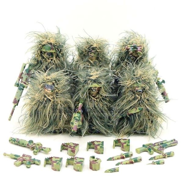 Soldat 6 pièces militaire Ghillie costume bateau Camouflage armée Ww2 T bricolage blocs de construction chiffres jouets éducatifs cadeau pour les garçons ensembles Drop De Dh6Az