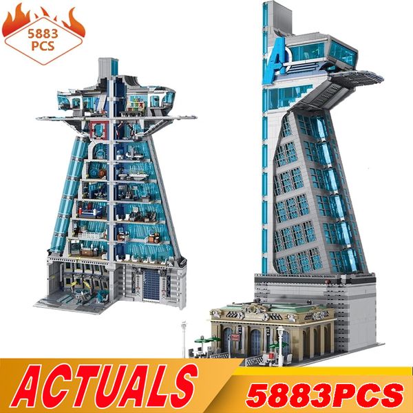 Soldado experto creativo superhéroes ladrillos modulares Street Views modelo con luz 55120 5883 Uds torre bloques de construcción niños regalos 230710