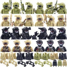 Soldat militaire blocs de construction fantôme Forces spéciales soldats Figure Bandits accessoires pistolet sacs à dos gilets ceintures armes enfants jouet 231109