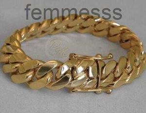 Bracelet à maillons cubains Miami en or massif 14 carats pour hommes 8 lourd 98 7 grammes 12mm253v259i4T72 4T72