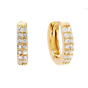 Solid 14K Geel Goud NUURAL SI CLARITY G-H kleur diamant knuffel Hoop oorbellen Handgemaakte minimalistische groothandel sieraden