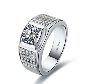 Solid 18K Wit Gouden Ring 1CT Gecertificeerde Moissanite Verlovingsringen Voor Mannelijke Echte Sieraden Big Size D Kleur VVS1