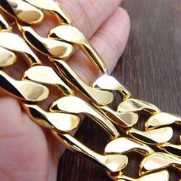 Collier pour hommes en or jaune massif 18 carats rempli de 95G chaîne lourde figaro italien 60CM 12MM259L