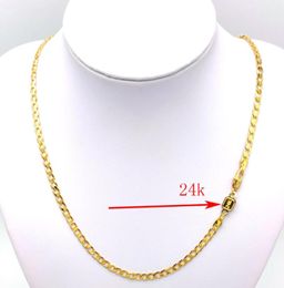 Solid 24 K Stamp Link C Gold GF Women039S Ketting Curb Chain Birthday Valentine Gift Valentabele 20quot 50 4 MM9539078