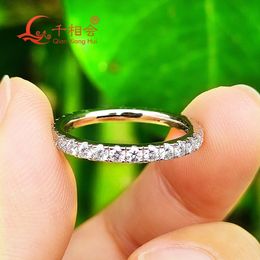 Solid 2mm volledige ring band 925 sterling zilver witte ronde diamanten sieraden cadeau dating party vrouwen 231225