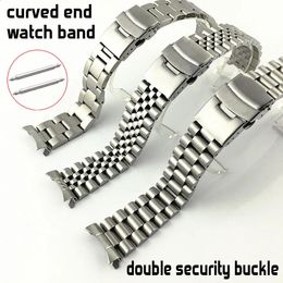 Massief 316L roestvrijstalen horlogeband 18 19 20 21 22 23 24 26 28 30 mm gebogen uiteinde horlogeband vervangende polsbandjes armband 240125