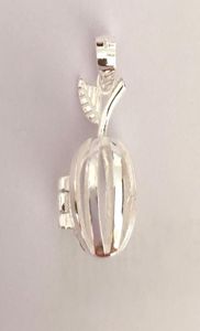 Solid 925 Silver Apple Locket Charm kan Cage hanger Sterling Silver Pendant Montage voor DIY Bracelet Necklace Jewelry2456176