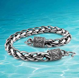 Bracelets sterling solides 925 Bracelets Bangles Men Vintage Style Thai Silver Men039s Bracelet large 7mm6919308