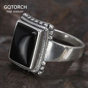 Massief 925 Sterling Zilver Lucifer Ringen met Zwarte Onyx Natuursteen Handgemaakte Statement Ring TV Show Sieraden 240125