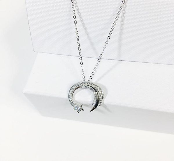 Solide 925 Silver Silver Meteor Garden Moon Star Pendant Collier 285Grams J1907114995079