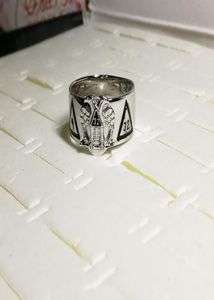 Solid 925 Sterling Silver Rhodium Plating 18K Gold Ploated Men's Masonic Ring ISH Rite 32 graden ringen met adelaarvleugels Down3420695