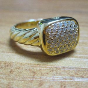 Solid 925 Sterling Silver Ring 8x10mm Pave Diamonds Nobesse Gold Golde ringen voor Women Fashion Jewelry Christmas Gifts Verjaardagsgeschenken
