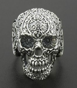 Solid 925 Sterling Silver Skull Ring Mens Biker Rock Punk Style US Tamaño 8 a 125717332