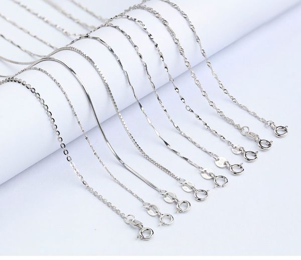 Solide 925 Sterling Silver Snake Box Link Chain Homard Fermoir Collier Fit Pendentif en Vrac En Gros 45cm