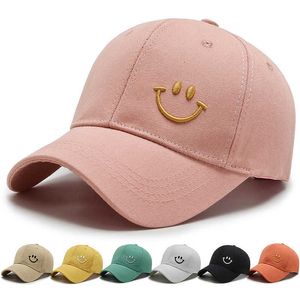 Casquette de Baseball solide pour femmes, chapeau de protection solaire d'été avec personnage souriant brodé, décontracté et réglable pour hommes, chapeau de soleil à rabat pour Golf