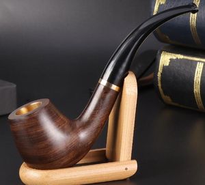 Madera negra sólida Ebony Hand Tabacco Cigarrillo Fumar Tipón de metal Filtro de tazón Patrillos de flores de madera Accesorios de herramientas 10 estilos