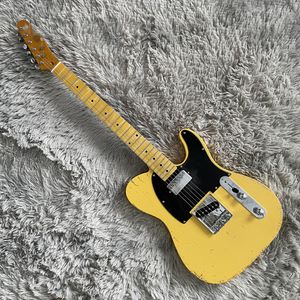 Corps en frêne de guitares électriques jaunes de style relique à corps solide avec manche en érable