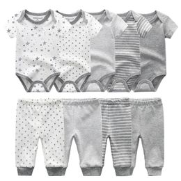 Solid Bodysuits + Broek Baby Boy Kleding Kleding Sets 0-12M Baby Boy Girl Clothes Unisex Pasgeboren Baby Katoen Roupa de Bebe 210226