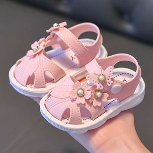 Solid Bow Children's Summer Shoes Leuk PVC Beach Non Slip voor babymeisjes Schoenen Soft Infant Kids Fashion Sandals 0-3Y L2405