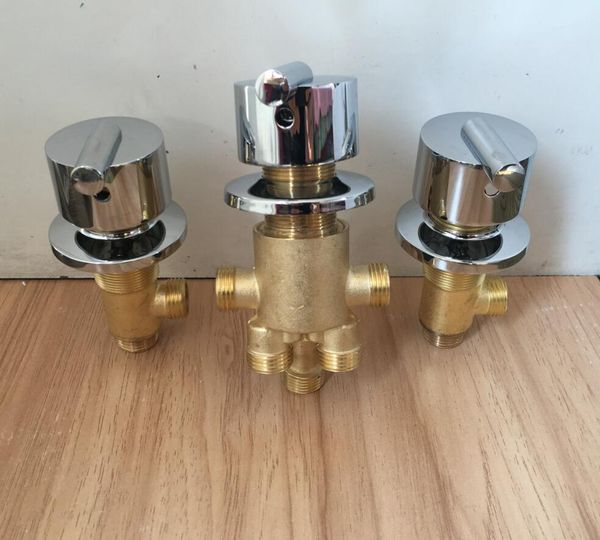 Válvula de conmutación de latón macizo para grifo de bañera, mezclador de ducha, 3 vías de salida de agua, juego de grifos de baño, válvulas de control 263P