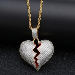 Effen gebroken hart hanger ketting voor heren dames mode persoonlijkheid hiphop kettingen paar Jewelry321S