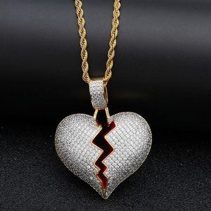 Collier pendentif cœur brisé solide pour hommes et femmes, colliers Hip Hop de personnalité à la mode, bijoux de Couple 241l