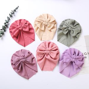 Solid Bullet Hair Bow Knotted Baby Hat For Newborn Boy Girl Polyester Fabric Cap Infant Beanies Fashion Kids Hair Accessories
