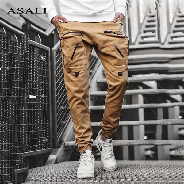 Solid Cargo Pants Men Multi Pocket Automne Printemps Nouveaux pantalons de survêtement pour hommes Casual Sportswear Long Pantalon Homme Harem Pantalon 3XL 201110