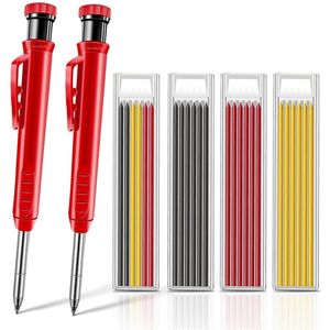 Solid Carpenter Pencil Set With 6 Refill Leads Builtin Sharpener Marking Tool Woodworking Deep Hole Mechanical Pencils 220714