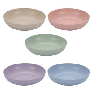 Couleur unie 14.5cm Paille de blé Plaque ronde Plats de gâteau Dessert Plaques de table à manger Porte-table Home Kitchen bar fournitures