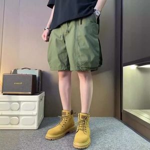 Color sólido American transpirable versátil Capris Capris Summer Minimalista de ropa pantalones de trabajo con mangas rectas y sueltas M522 32