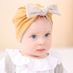 Couleur unie bébé chapeau nœud papillon bébé fille coton Turban noeud tête enveloppes bébé enfants Bonnet Bonnet nouveau-né photographie accessoires
