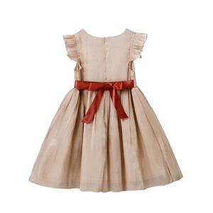 Couleur unie BOW BELT bébé fille robe Princess Infant enfants belles jupes