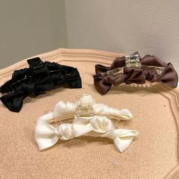 Clips de griffe à bowknot de couleur unie pour femmes de grande taille à la griffe de cheveux acrylique Barrettes coréennes en épingle à cheveux accessoires