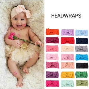 Solid color bowknot hoofdband schattige baby knoop haarbands kap headwraps manchet kindermode wil en zandcadeau