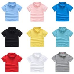Color de color sólido Niñas Camisetas de verano Calidad Algodón Uniforme Polo Niños Tops Moda de moda Ropa 240516
