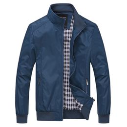 Effen Kleur Casual Jas M-5xl 6xl Mannen Lente Herfst Bovenkleding Mandarijn Kraag Kleding 220321