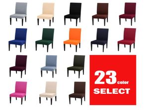 Housse de chaise de couleur unie, en Spandex, élastique, extensible, blanche, pour salle à manger, cuisine, Banquet de mariage, el8779160