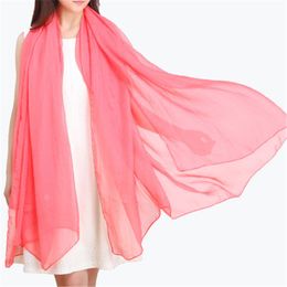 Solid Color Chiffon Sunscreen Scarf 180 * 75cm Lange Pure Kleur Zijde Zomer Chiffon Sjaal Sunscreen Beach Handdoek