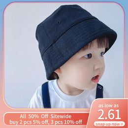 Solide kleur kinderen bassin cap meisjes jongens katoen visser caps mode kids sunshade visors outdoor baby emmer hoed l